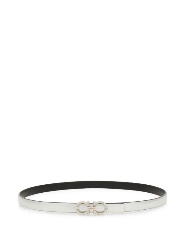 Ferragamo Reversible and Adjustable Gancini Belt in Silver