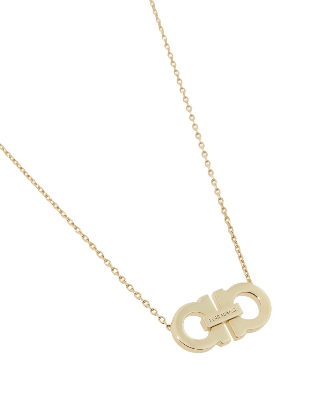 Ferragamo Necklace Featuring Gancini Pendant Adorned With Crystals In Gold