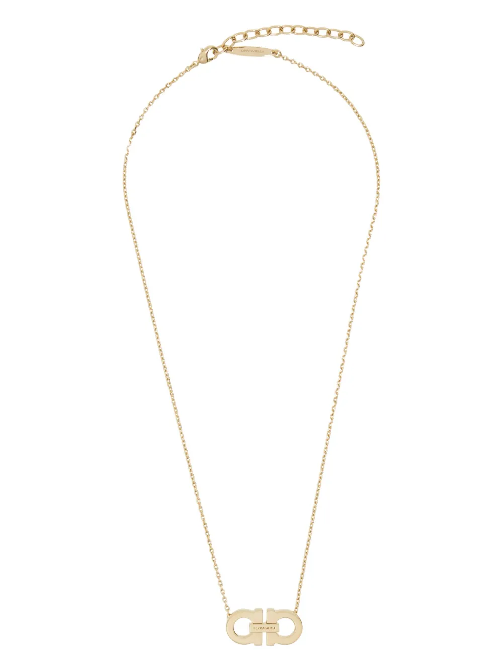 Ferragamo Necklace Featuring Gancini Pendant Adorned With Crystals In Gold