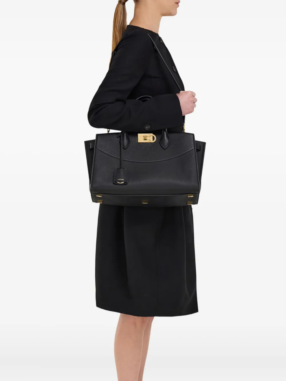 Ferragamo Grote Soft Studio shopper Zwart