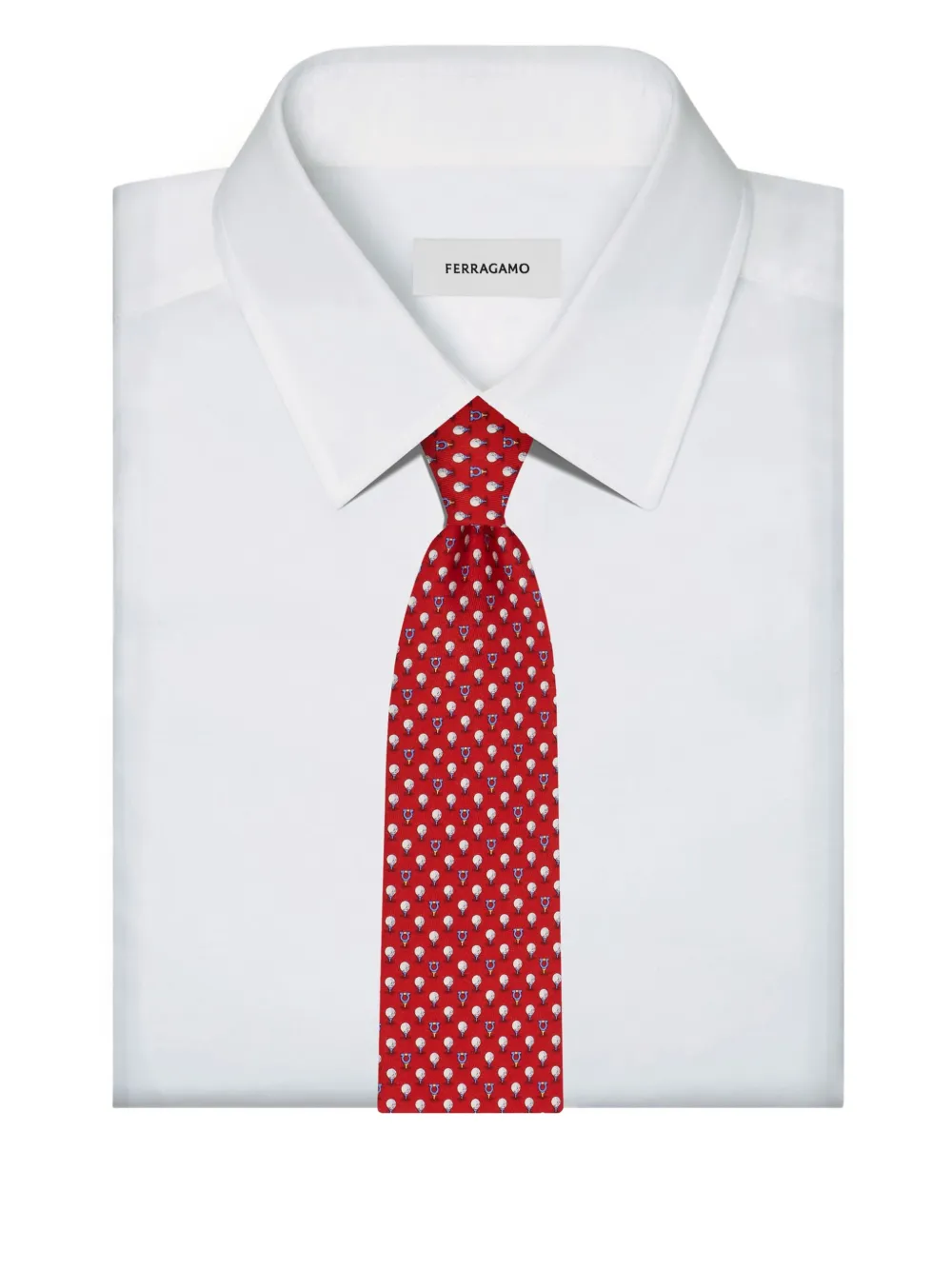 Ferragamo Stropdas met Gancini-patroon Rood