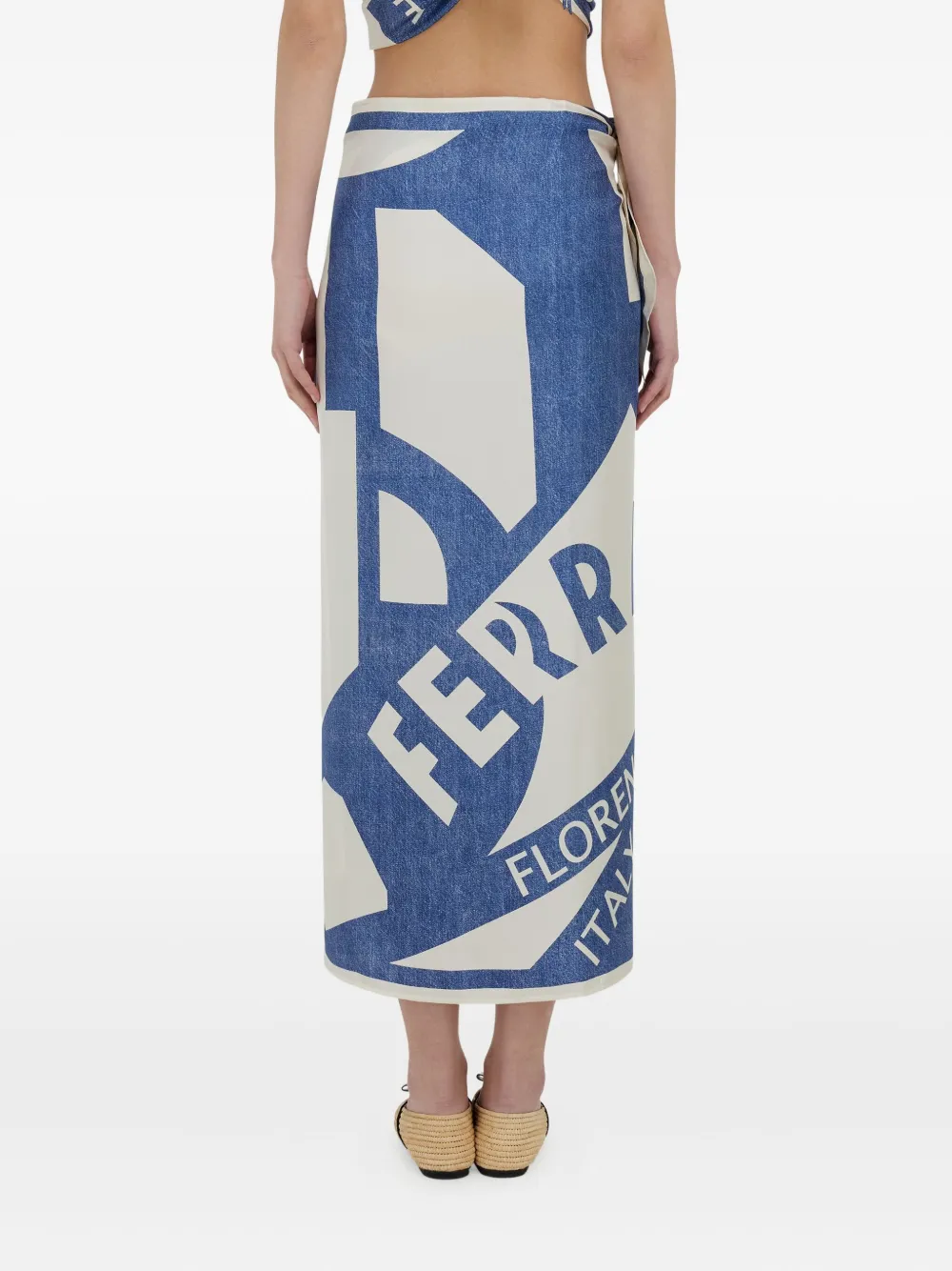 Ferragamo Sjaal met grafische print Blauw