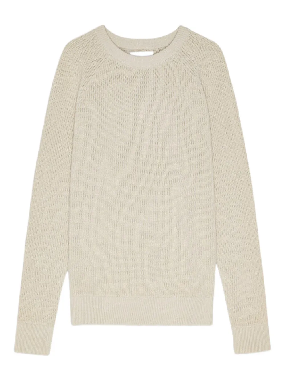 NN07 Geribbelde sweater met ronde hals Beige