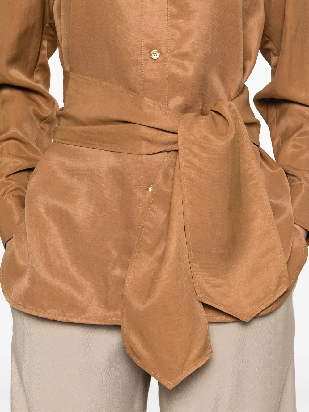 kaos Blouse met ceintuur Bruin