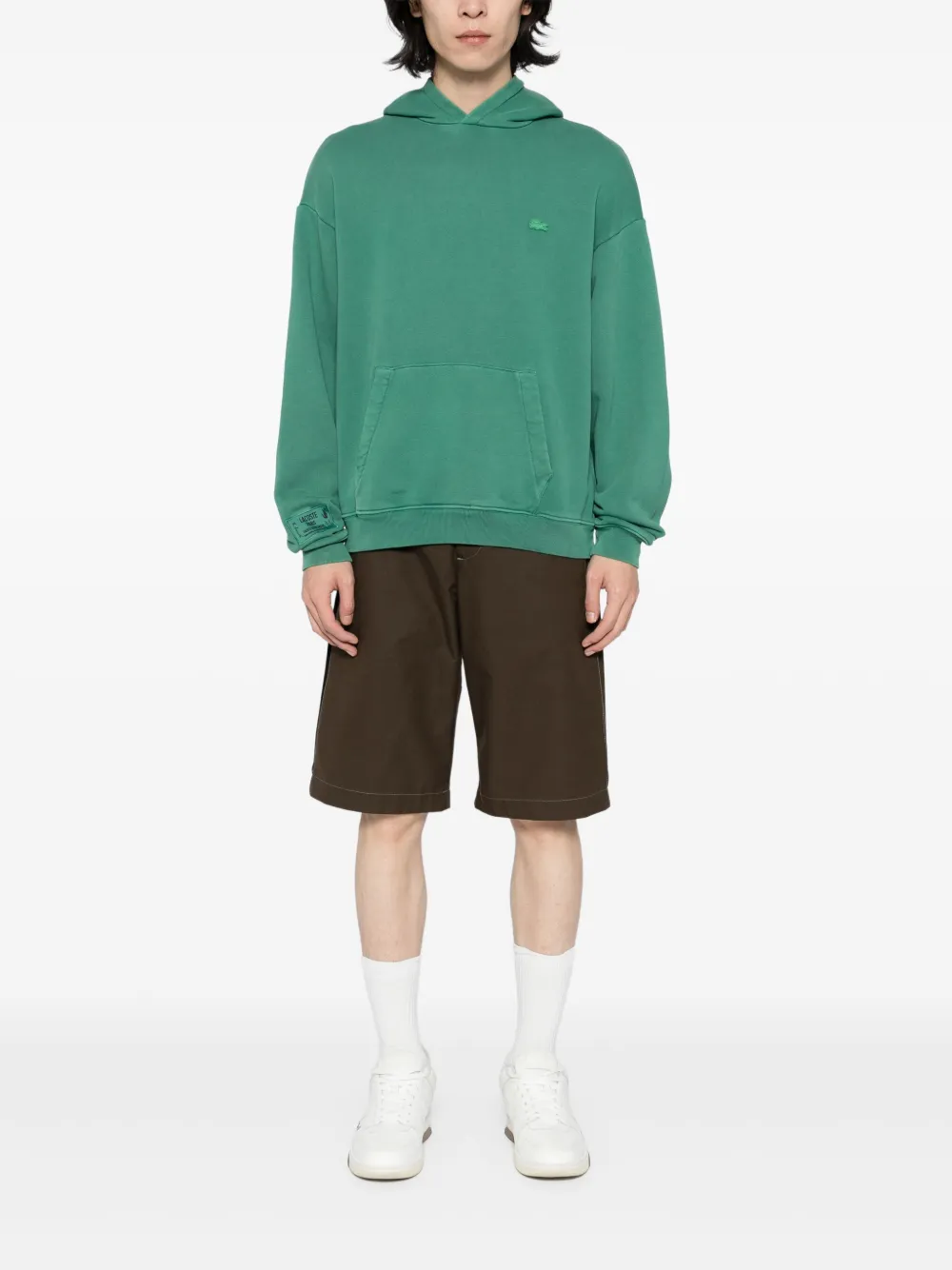 Lacoste Hoodie met gewassen effect Groen