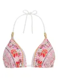 Temperley London Pomegranate floral triangle bikini top - Pink