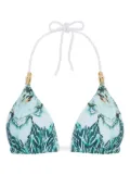 Temperley London Liana graphic-print triangle bikini top - Blue