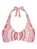 Temperley London Pomegranate printed halterneck bikini top - Pink