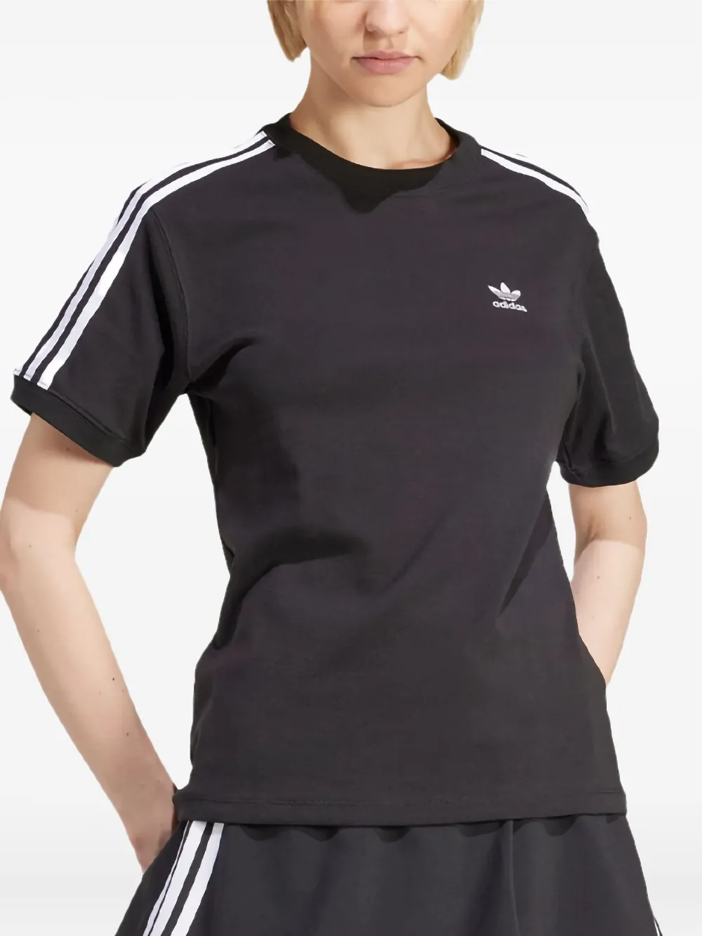 adidas 3-Stripes "Black" T-shirt Zwart