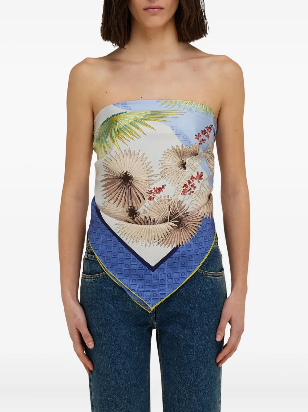 Ferragamo Zijden sjaal met Dure-print Blauw
