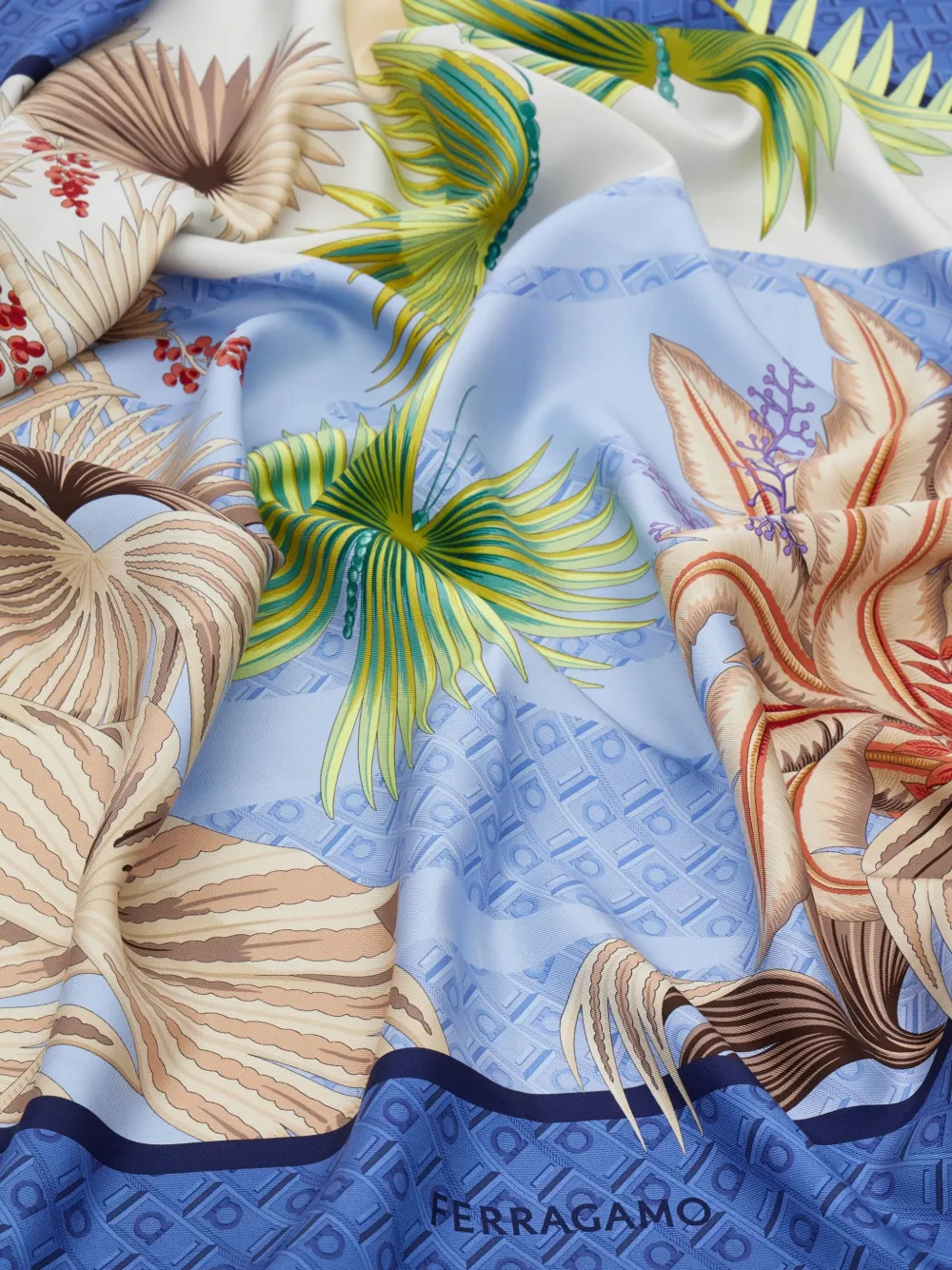 Ferragamo Zijden sjaal met Dure-print - Blauw