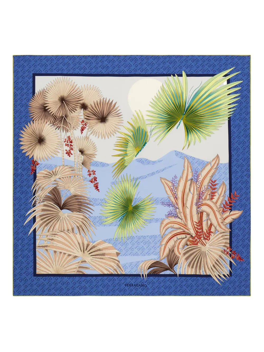 Ferragamo mascada de seda con estampado Dure | azul | Image 1