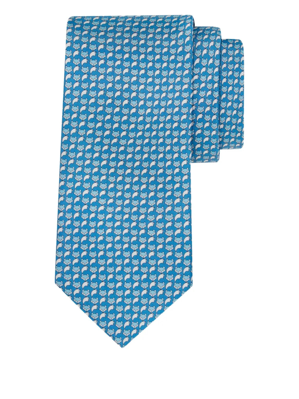 Ferragamo Fox-print silk tie - Blauw