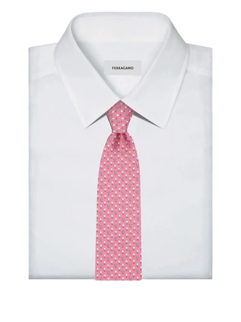 Ferragamo Zijden stropdas met Gancini-patroon Roze