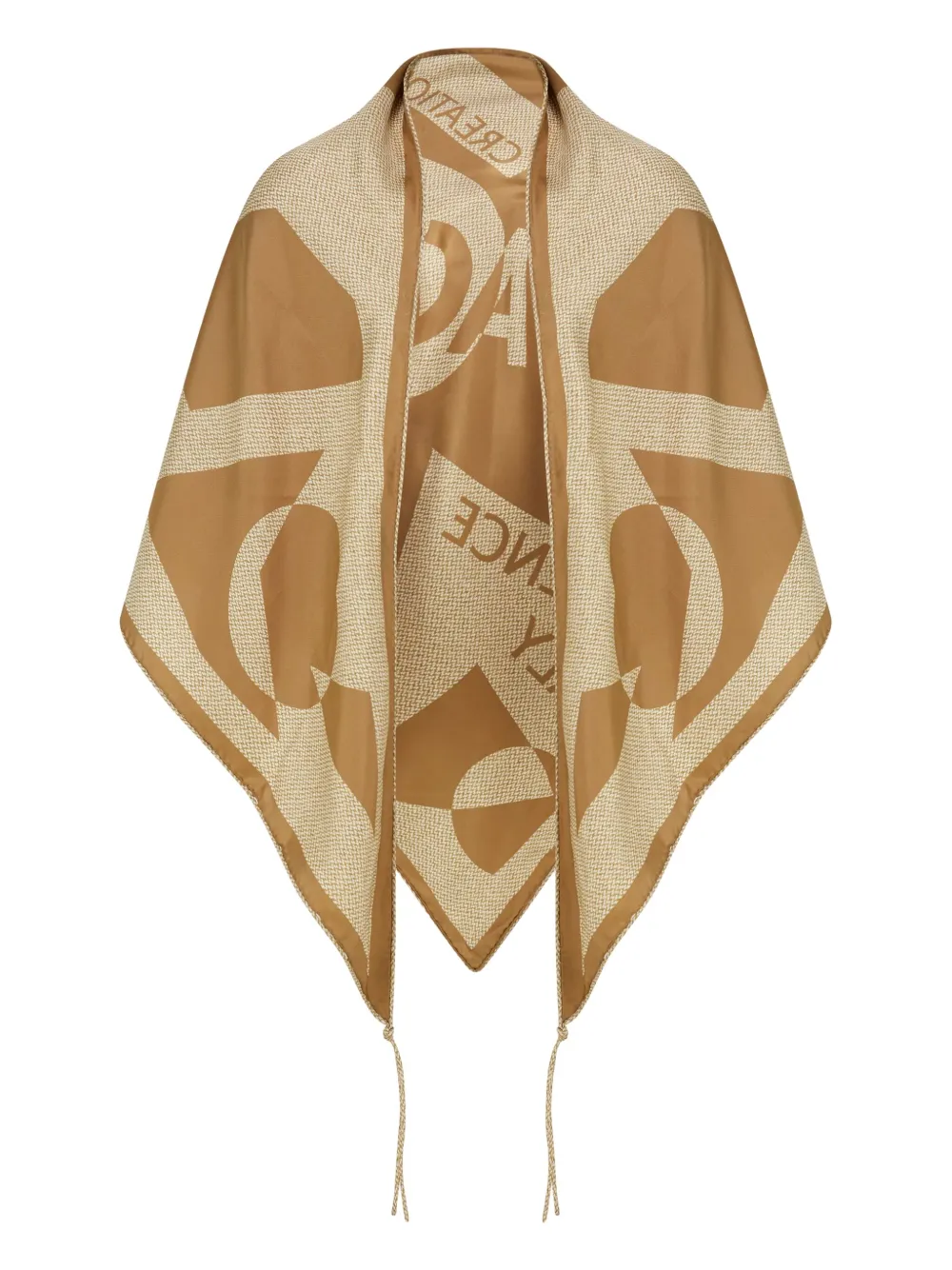 Ferragamo Venna triangel sjaal met grafische prints Beige