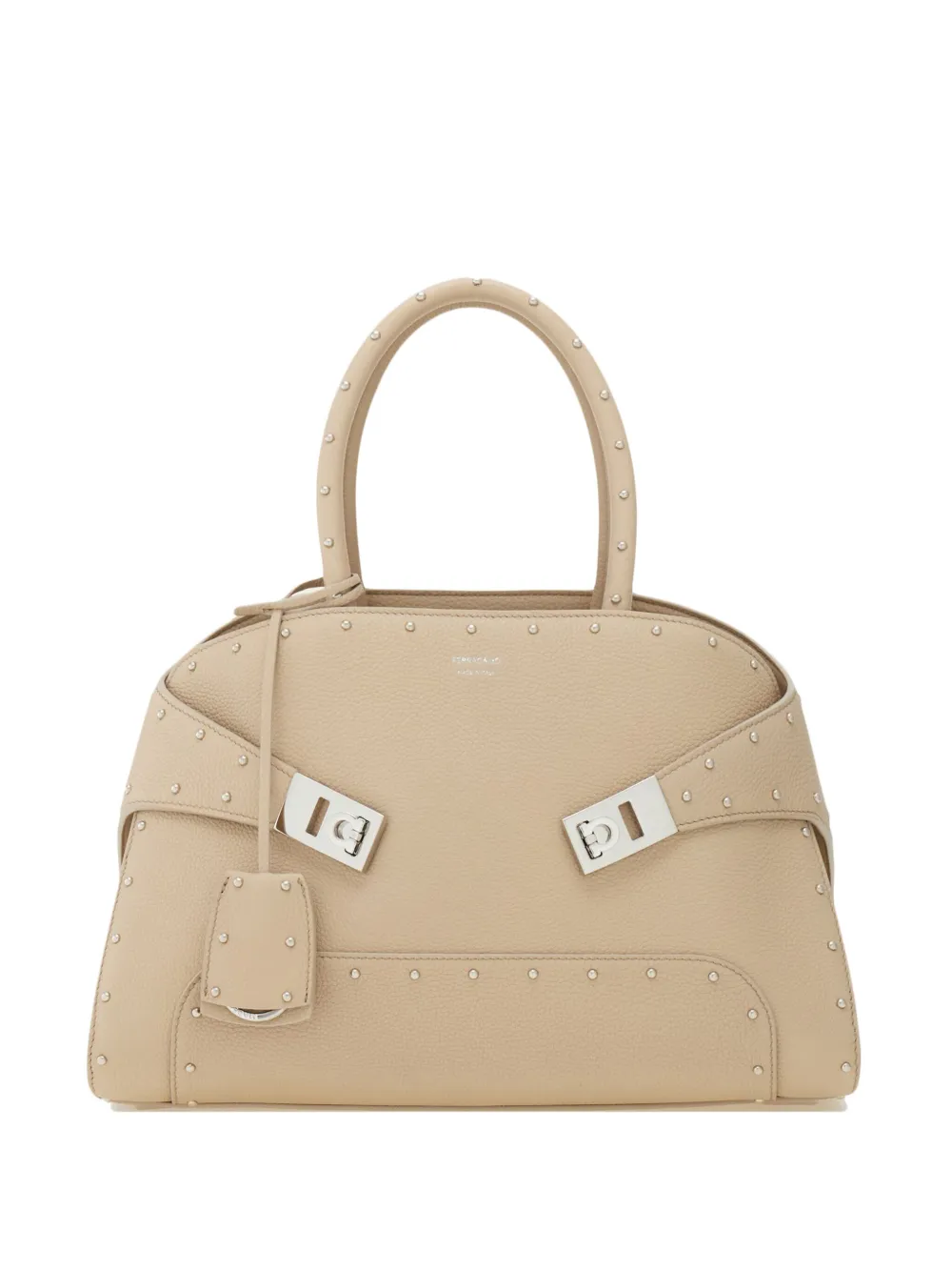 Ferragamo stud-embellished structured tote bag | Neutrals | Image 1