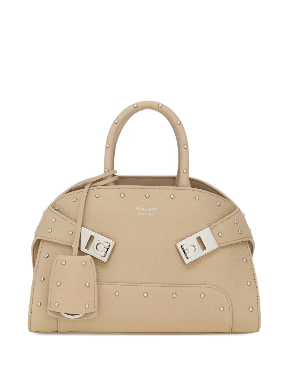 Ferragamo Shopper verfraaid met studs Beige