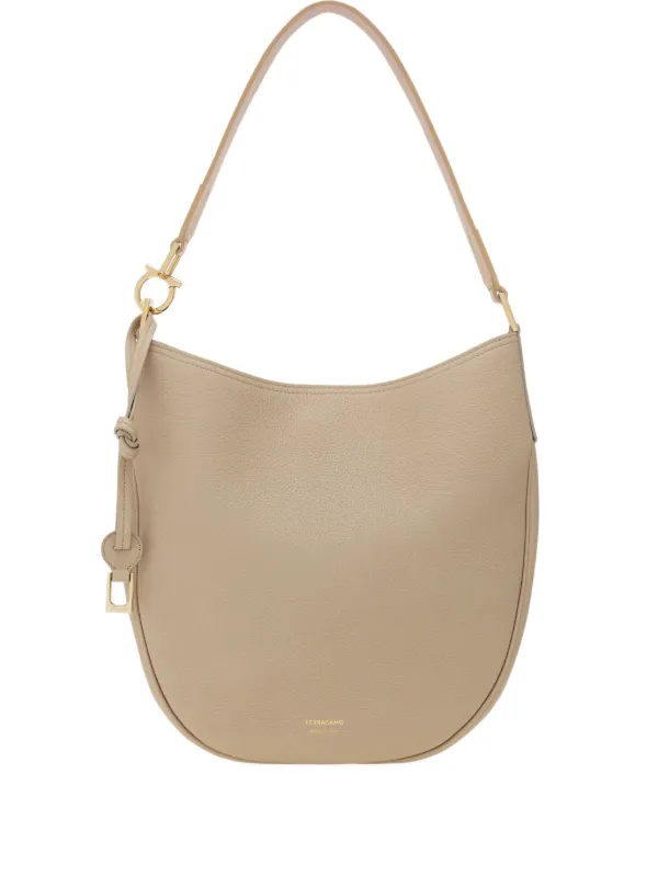 Ferragamo Medium Leather Shoulder Bag in Neutrals
