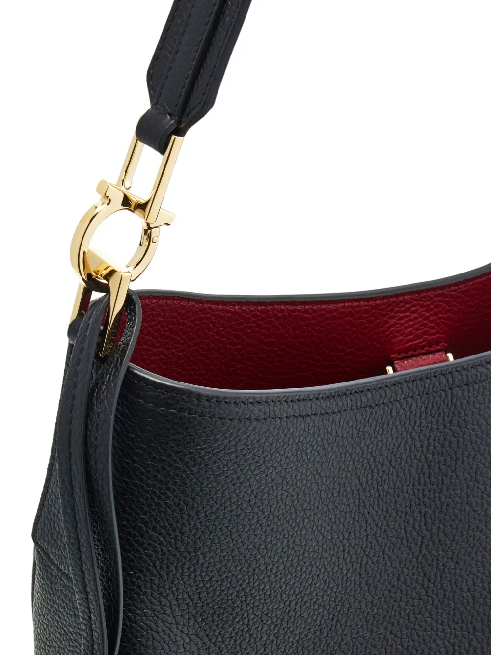Ferragamo North-South leren schoudertas Zwart