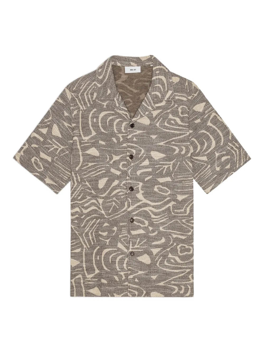 NN07 abstract-pattern short-sleeve shirt | marron | Image 1