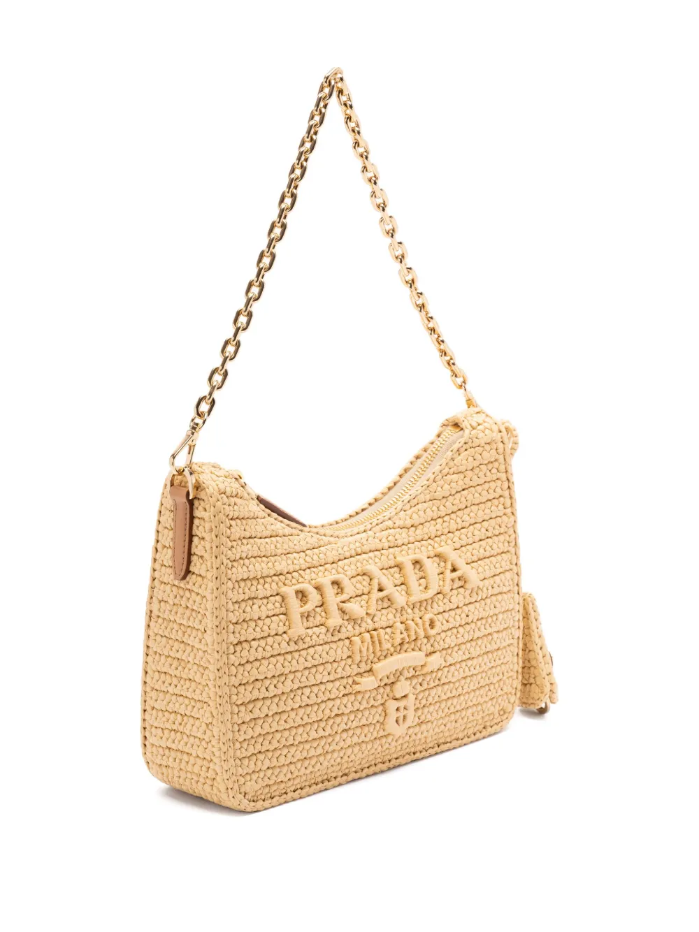 Prada Re-Edition geweven schoudertas Beige