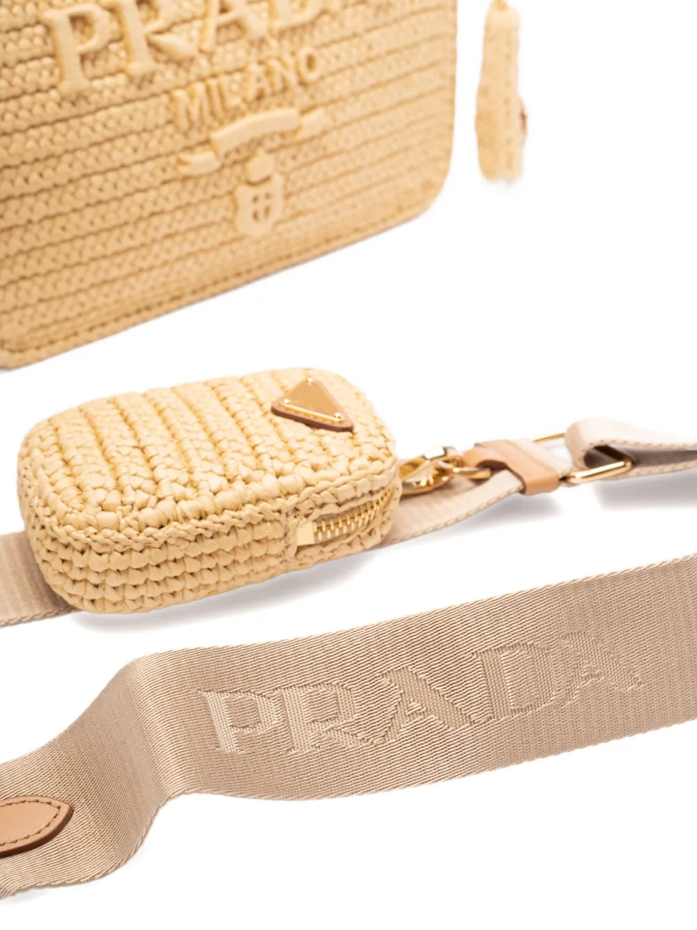 Prada Re-Edition geweven schoudertas Beige