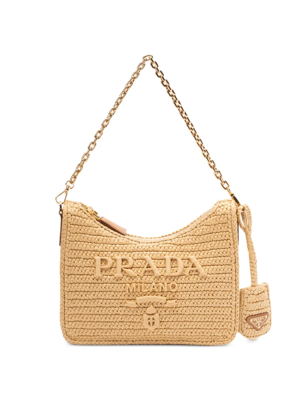 Prada Re-Edition geweven schoudertas Beige