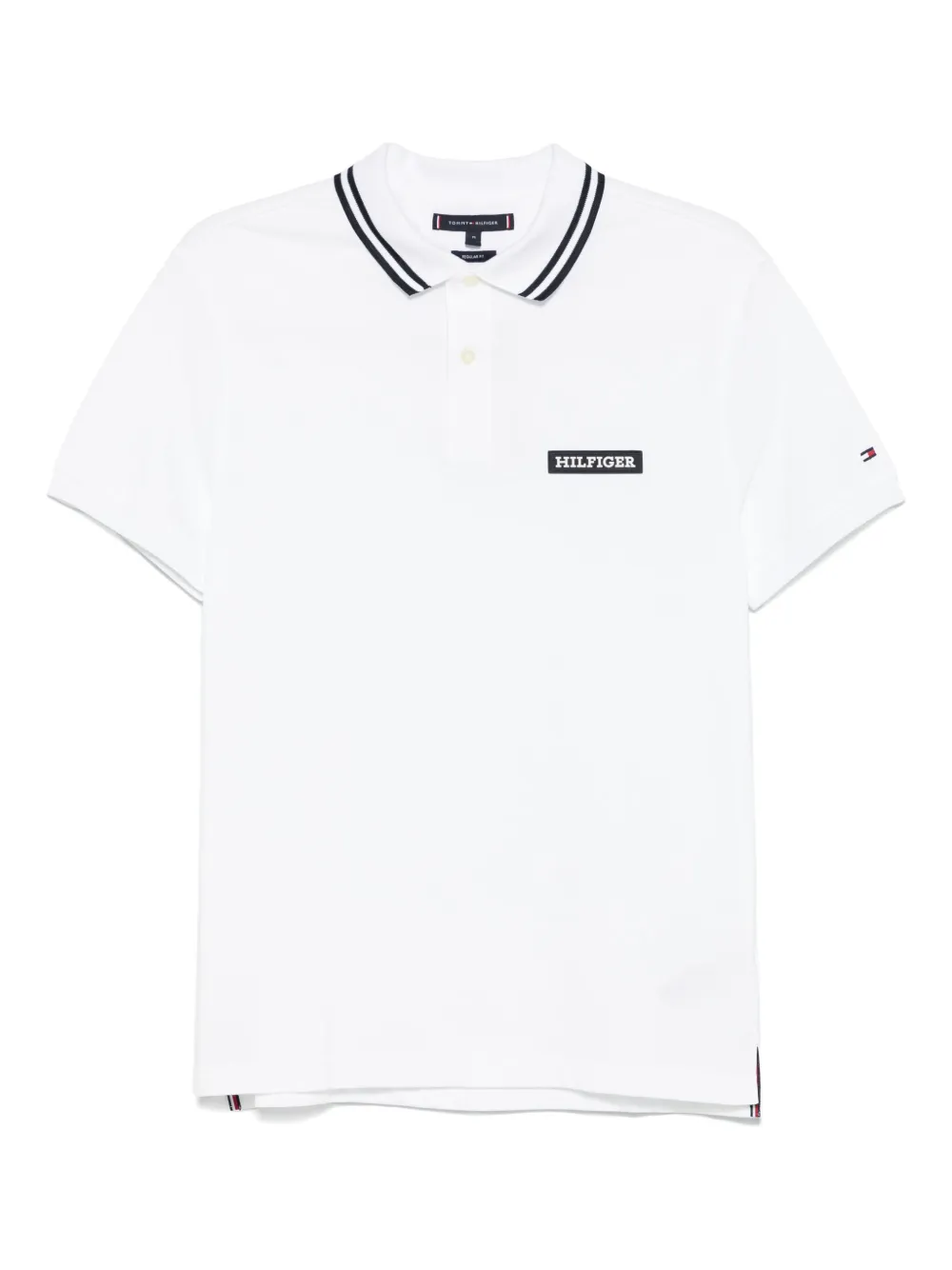 Tommy Hilfiger ストライプディテール ポロシャツ - ホワイト Tommy Hilfiger ストライプディテール ポロシャツ - ホワイト