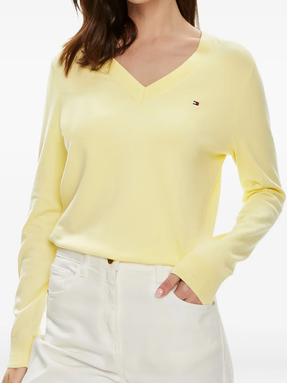 Tommy Hilfiger Trui met geborduurd logo Geel