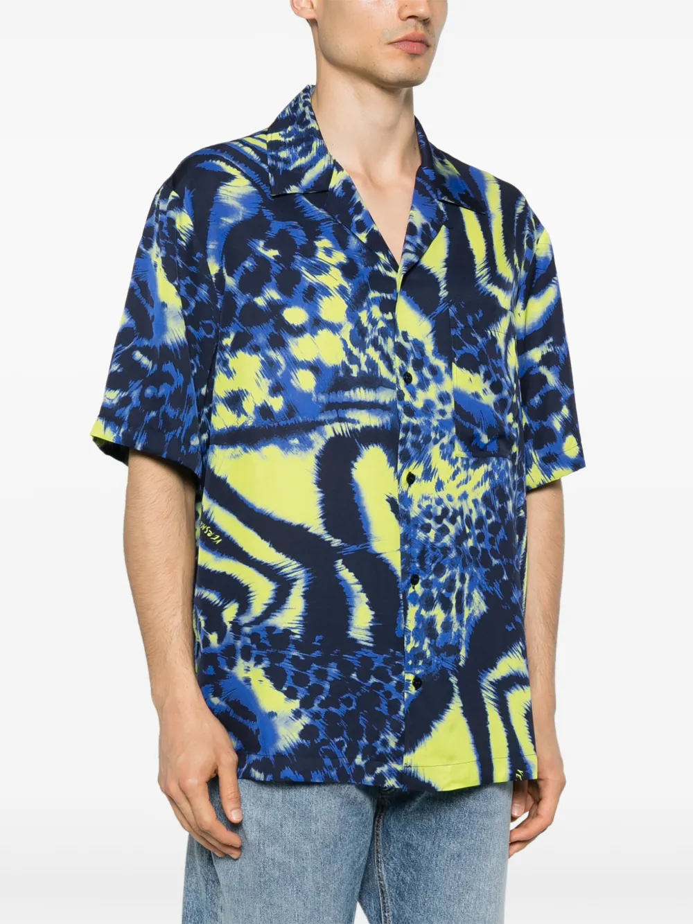 Versace Jeans Couture Overhemd met dierenprint Blauw