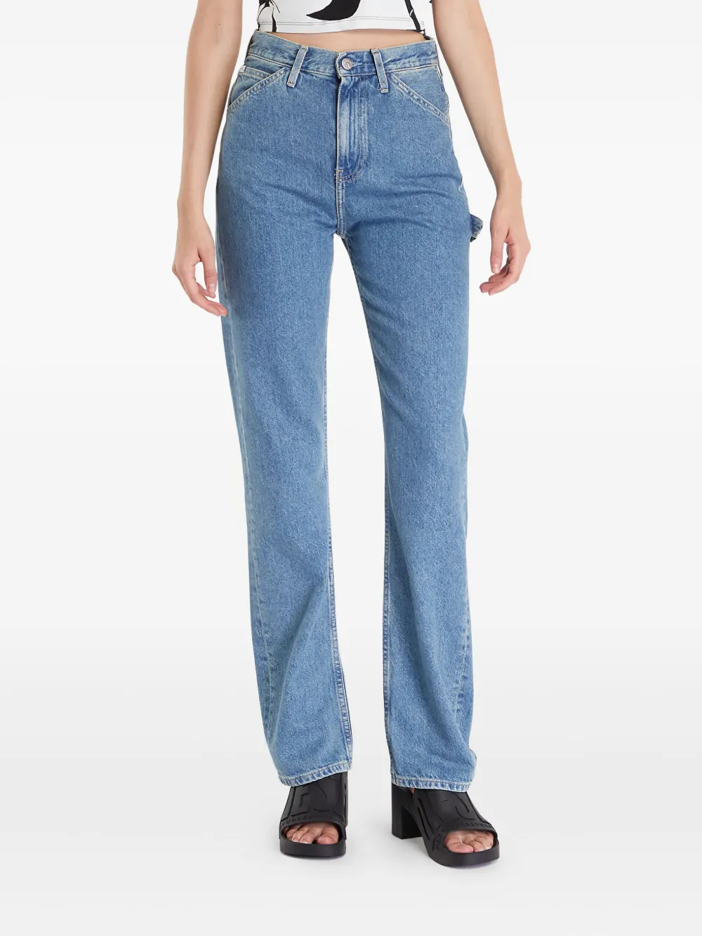 Calvin Klein Logo-patch Jeans In Blue