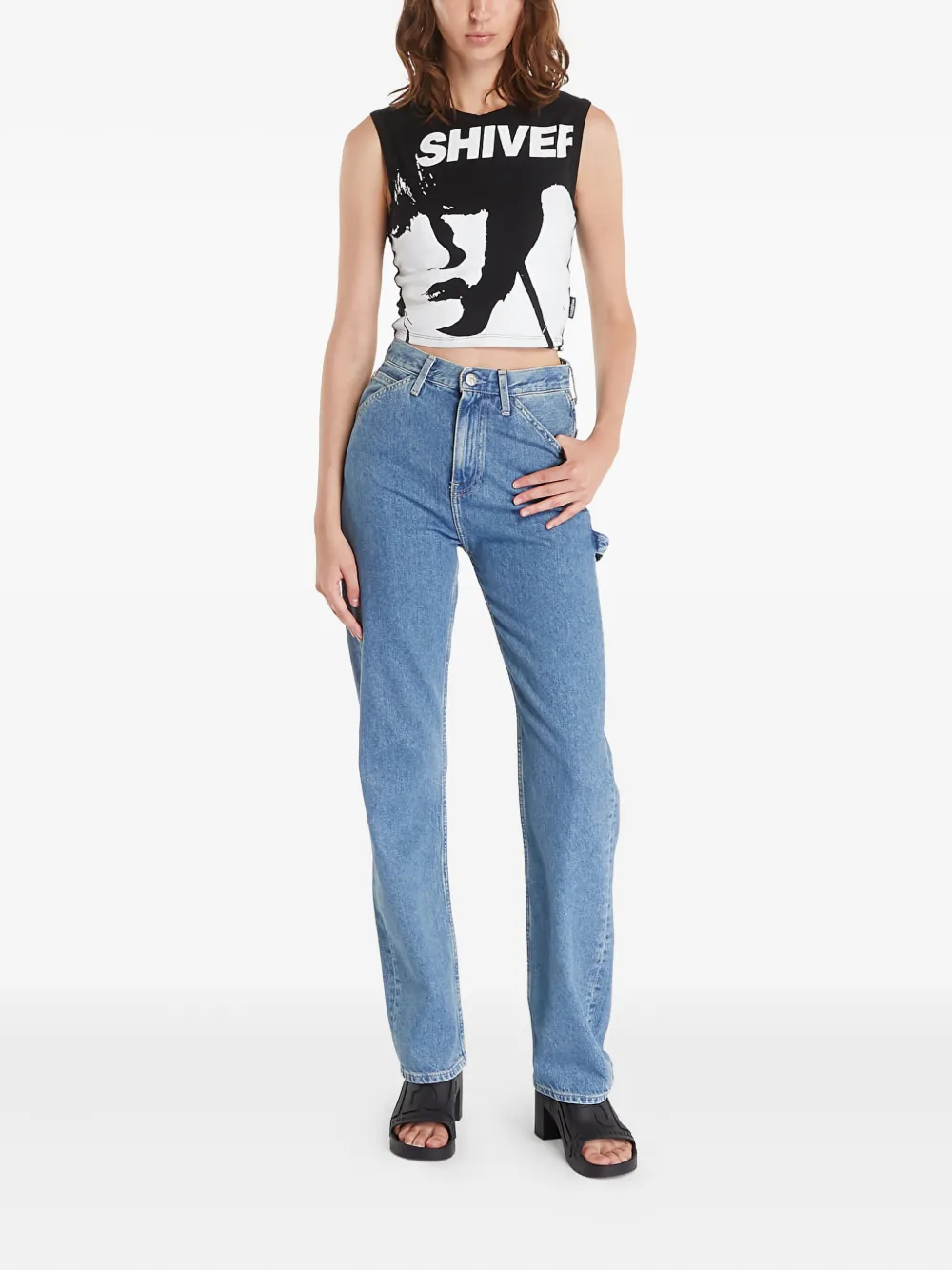 Calvin Klein Logo-patch Jeans In Blue