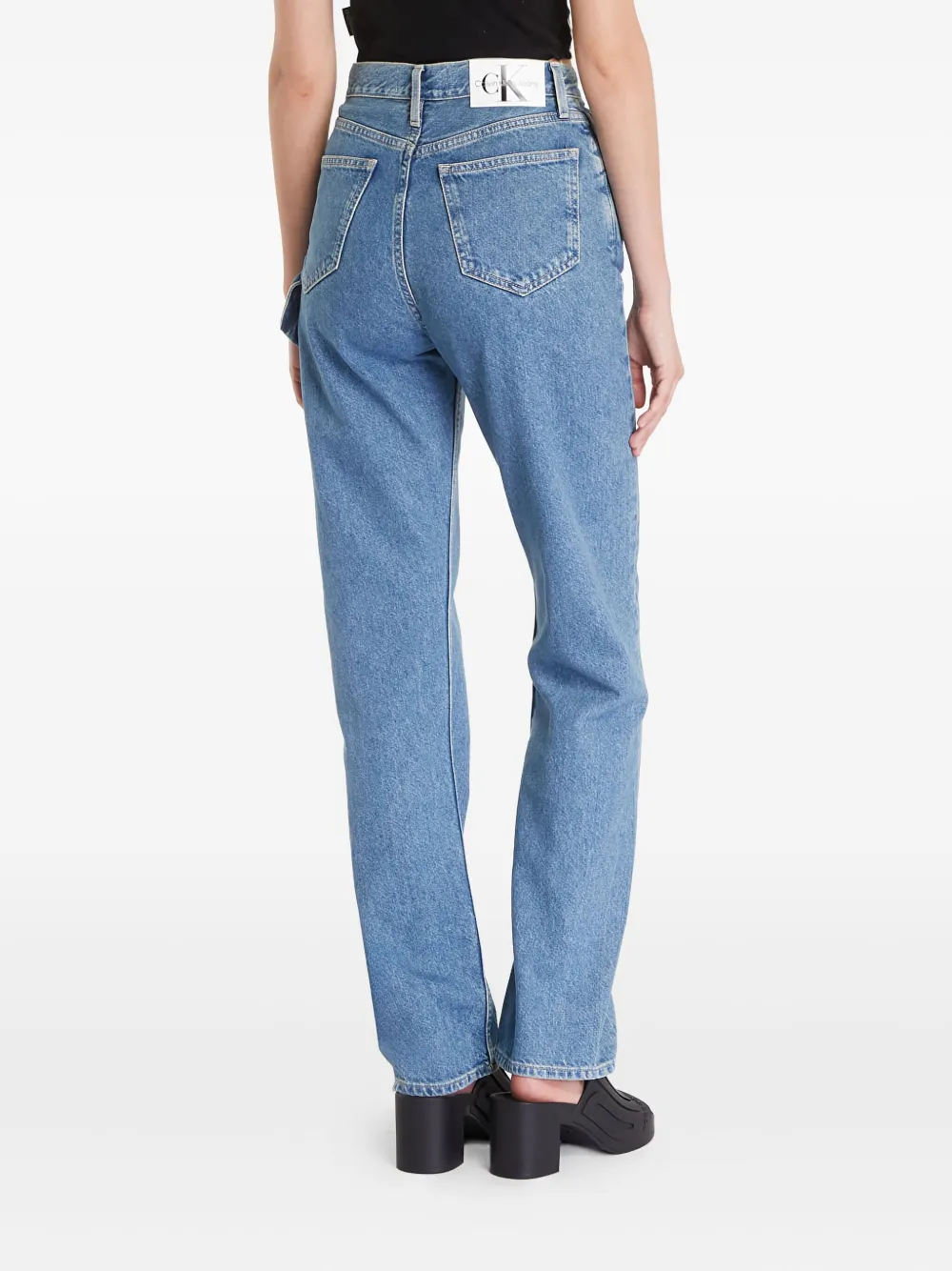Calvin Klein Logo-patch Jeans In Blue
