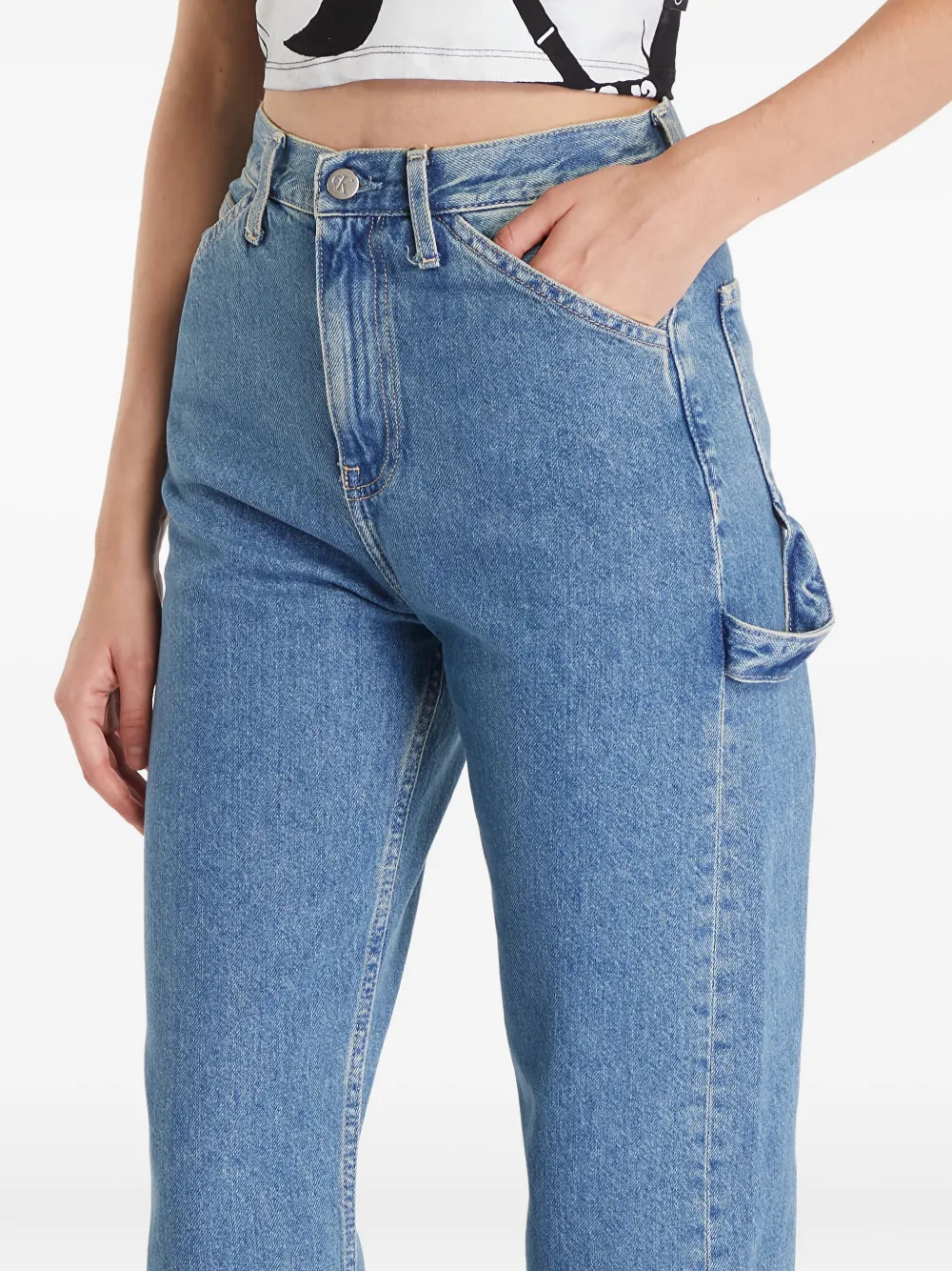 Calvin Klein Logo-patch Jeans In Blue