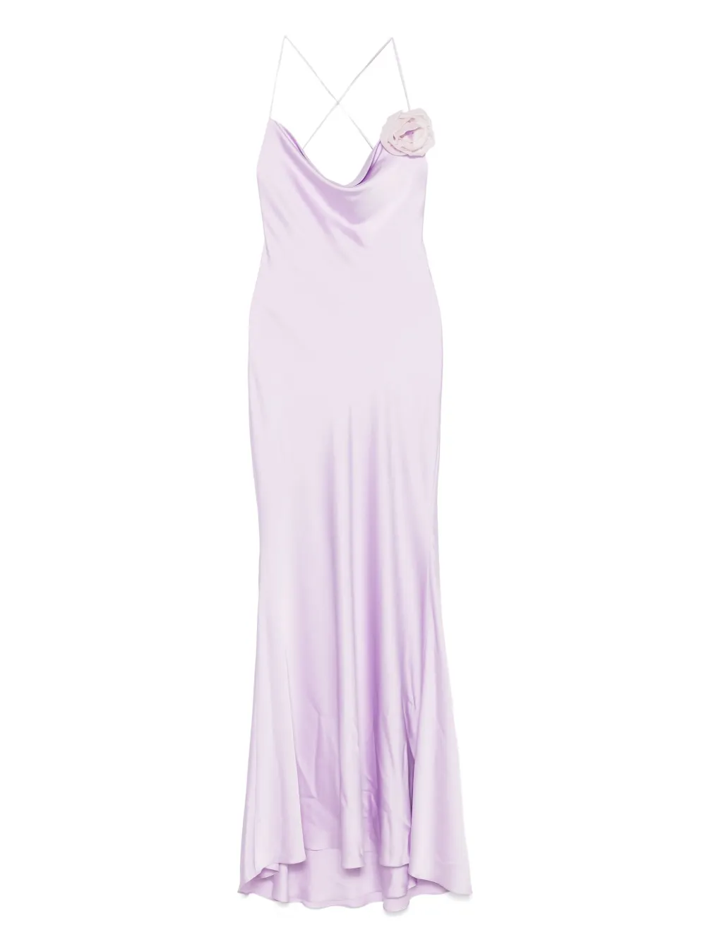 floral-appliqué maxi dress