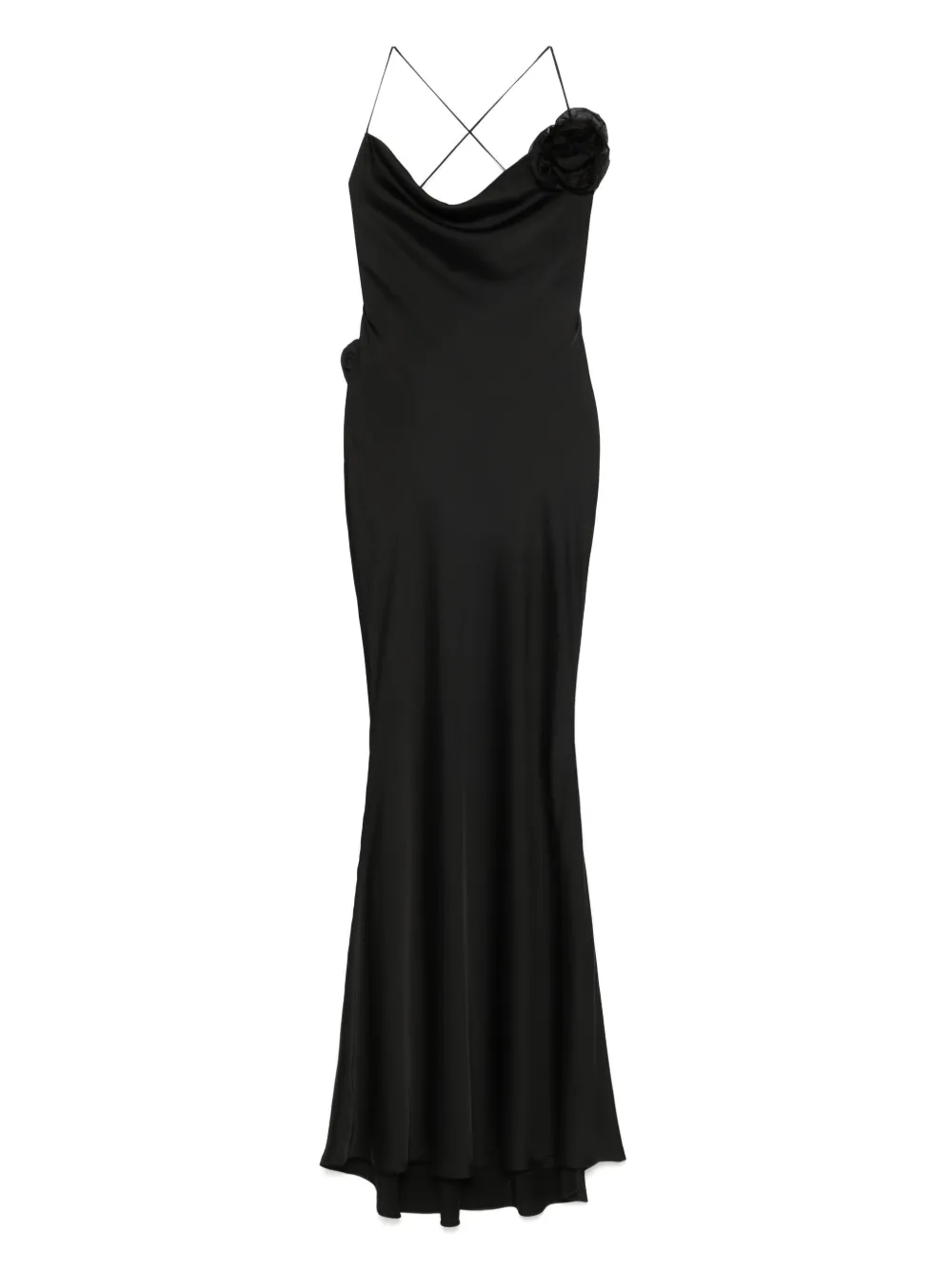 floral-appliqué maxi dress