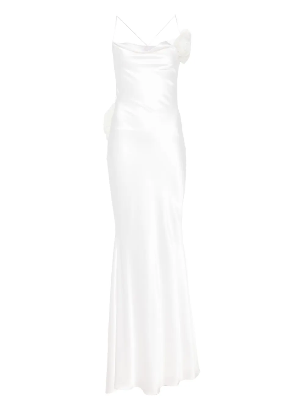 floral-appliqué maxi dress