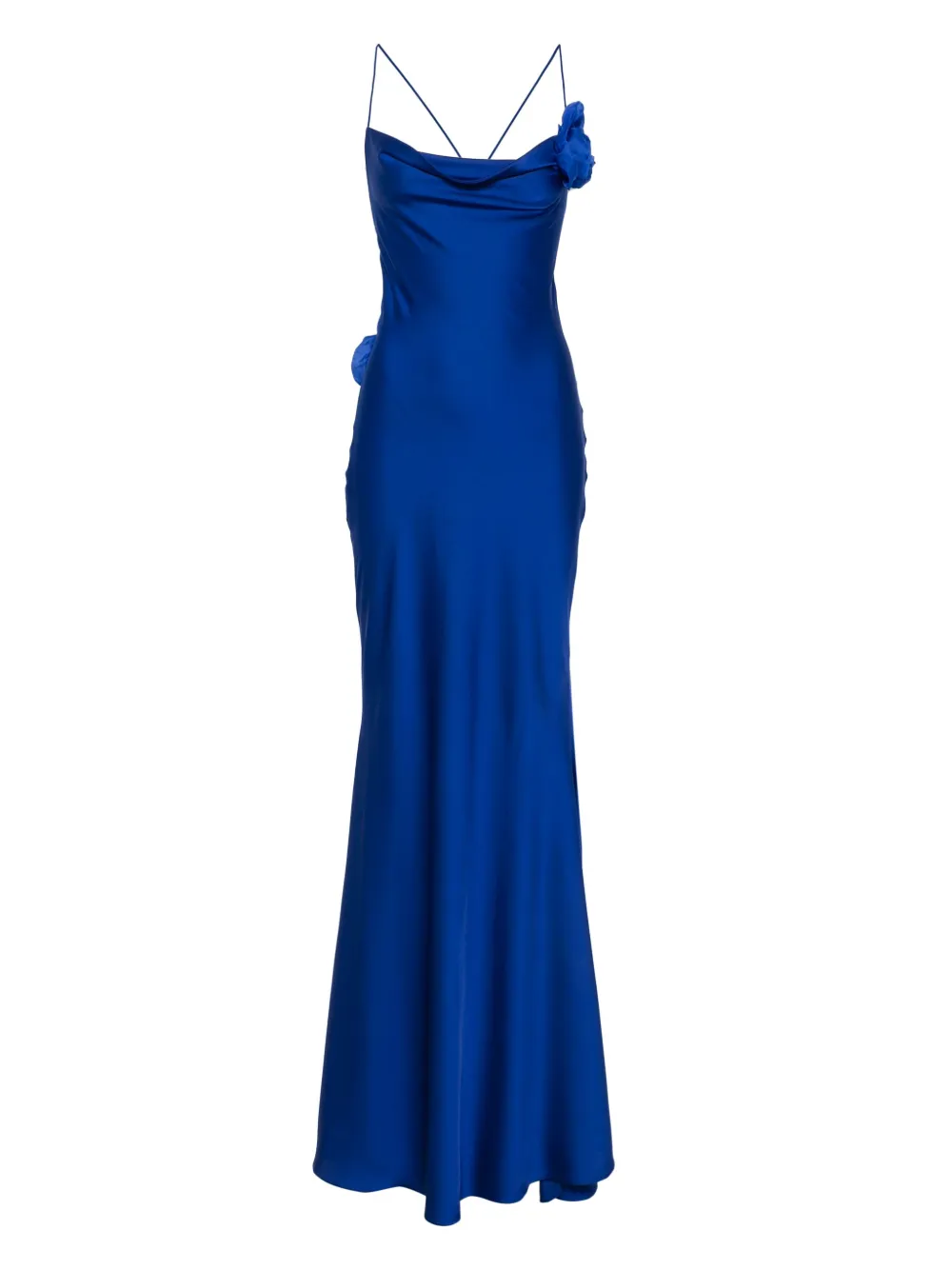 floral-appliqué maxi dress