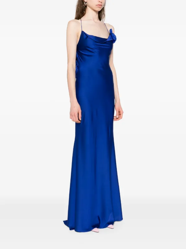 Parlor floral-appliqu Maxi Dress | Blue | FARFETCH