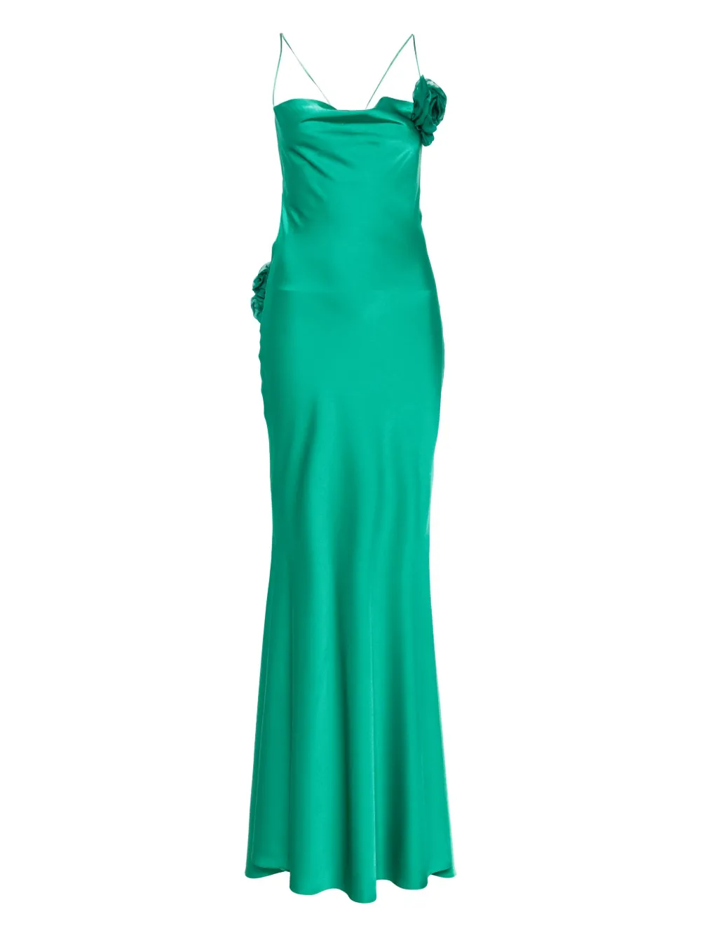 floral-appliqué maxi dress