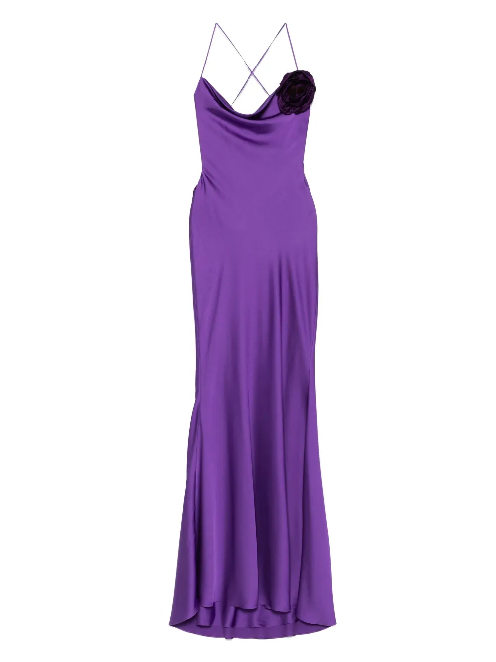 floral-appliqué maxi dress