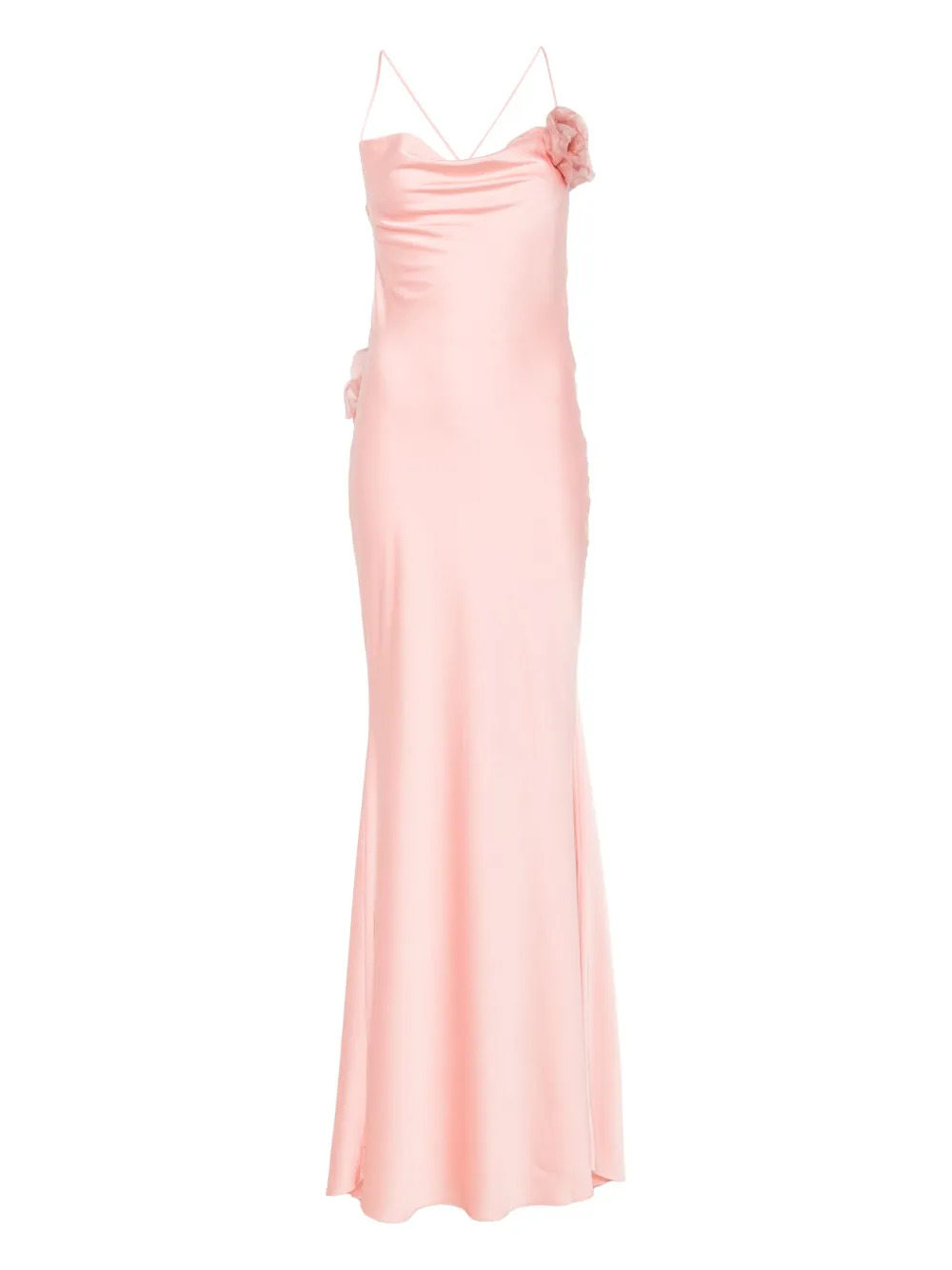 floral-appliqué maxi dress