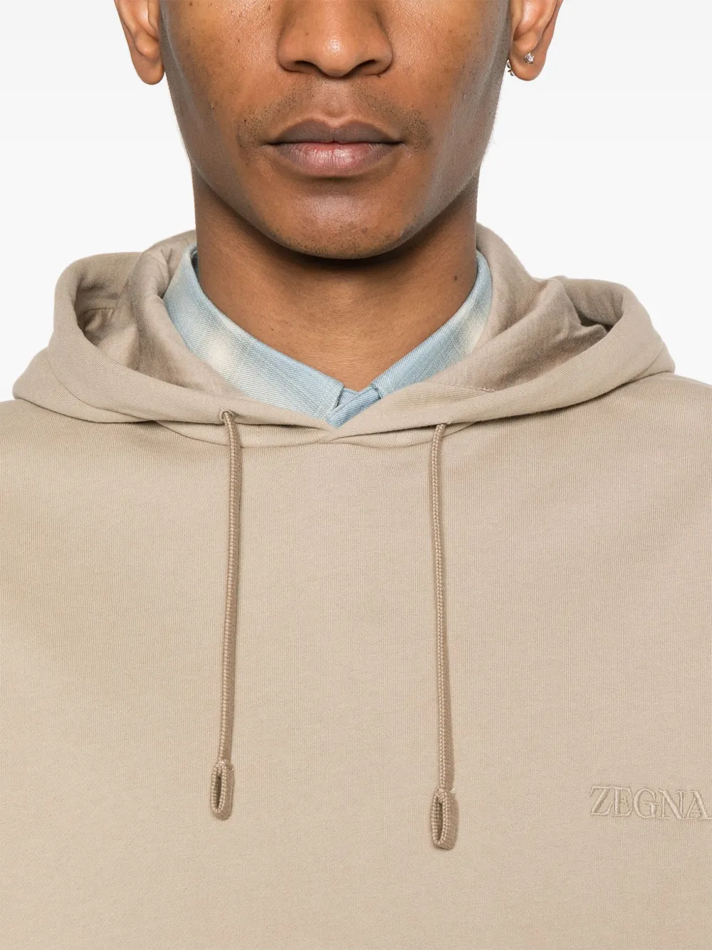 Zegna Hoodie met geborduurd logo Beige