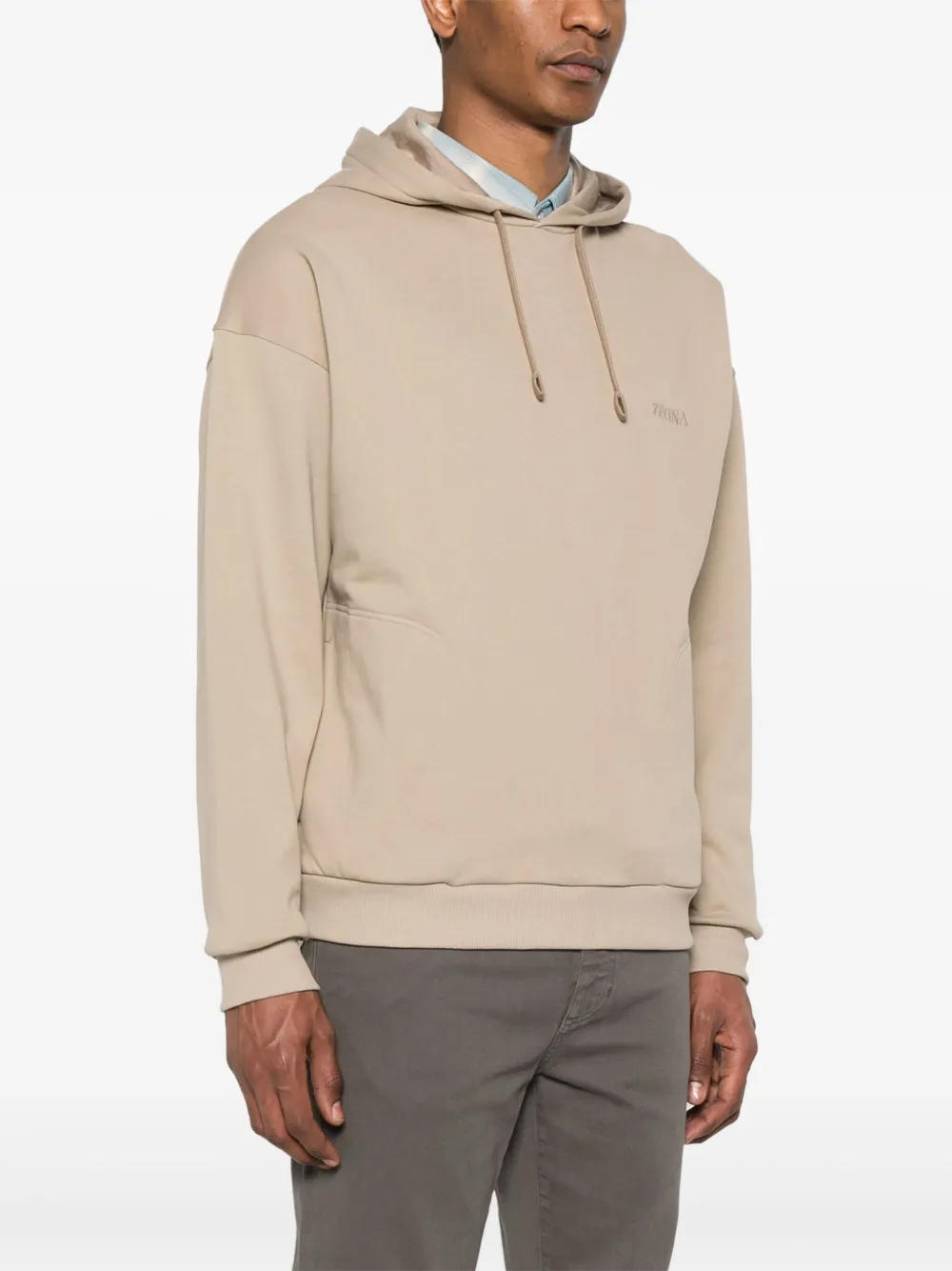 Zegna Hoodie met geborduurd logo Beige