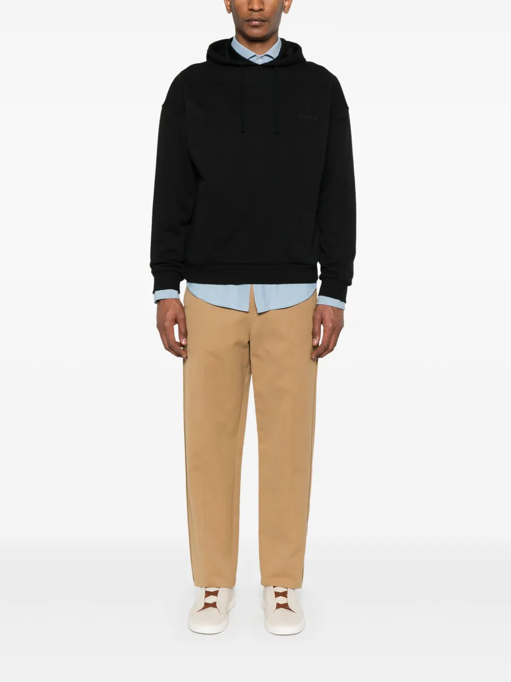 Zegna Hoodie met geborduurd logo Zwart