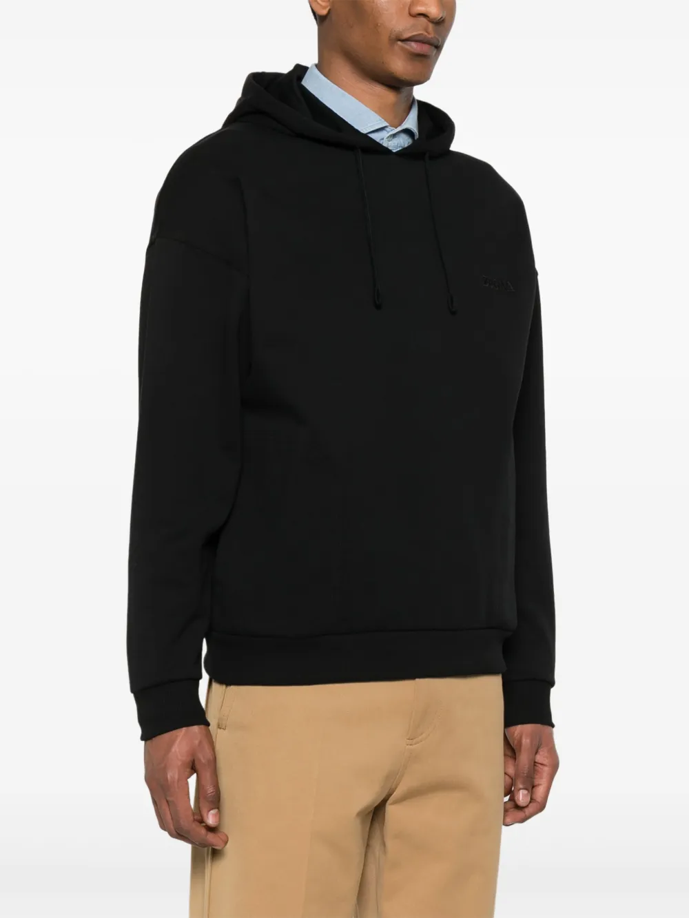 Zegna Hoodie met geborduurd logo Zwart