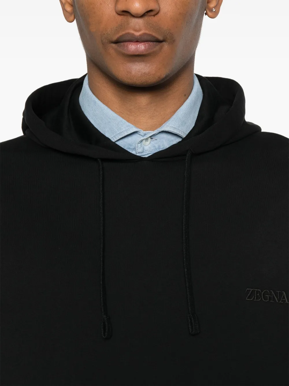 Zegna Hoodie met geborduurd logo Zwart