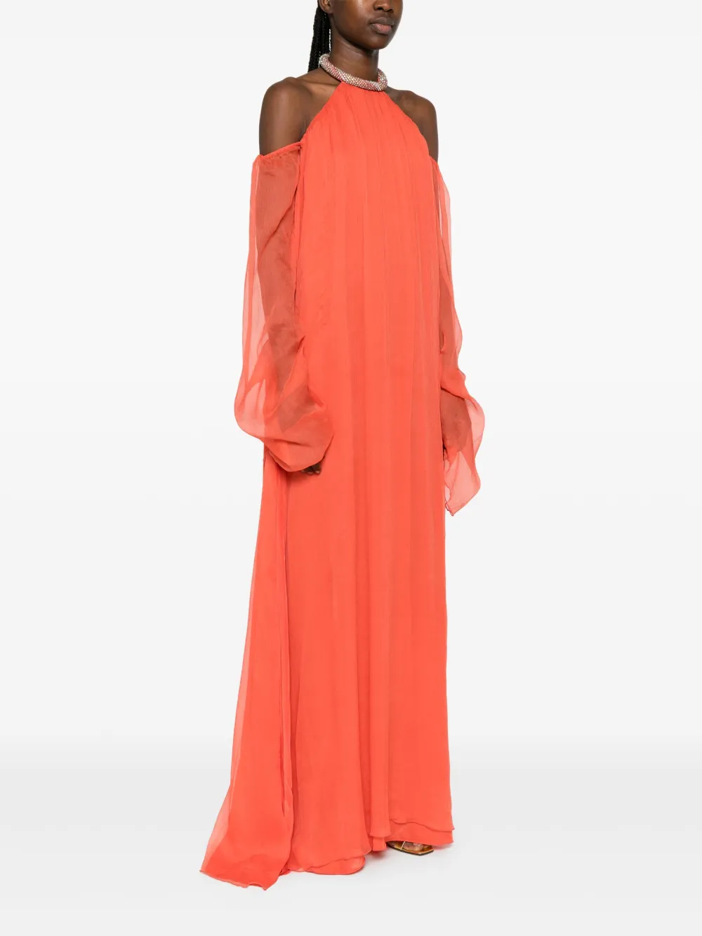 Amen Zijden maxi-jurk Rood