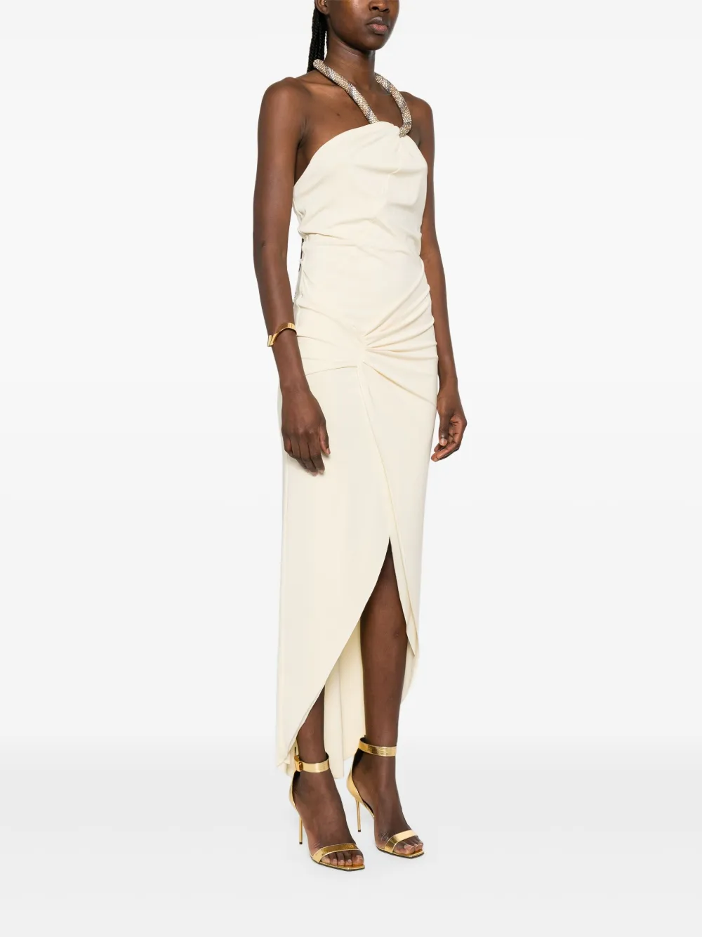 Amen Maxi-jurk met gedrapeerd detail Geel