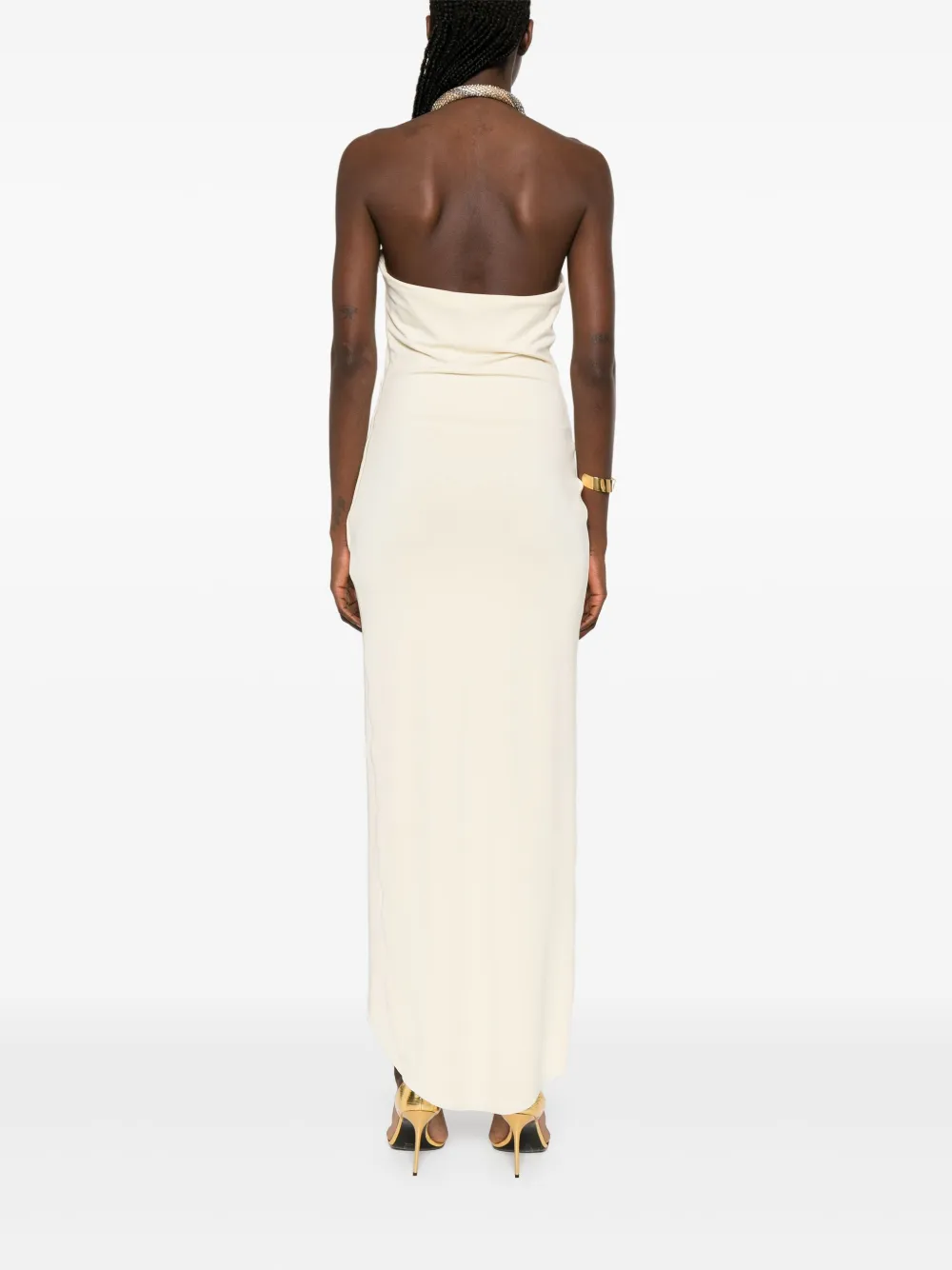 Amen Maxi-jurk met gedrapeerd detail Geel
